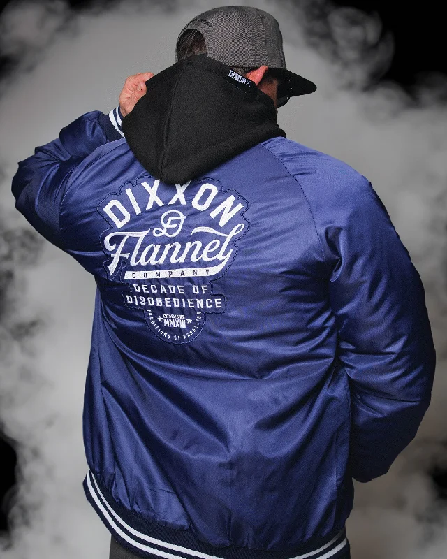 Blue Pastime Nylon Varsity Jacket