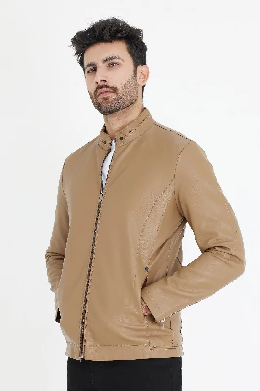 ALMAS LEATHER JACKET-KHAKI