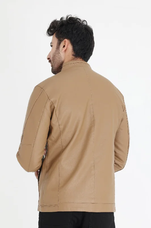 ALMAS LEATHER JACKET-KHAKI