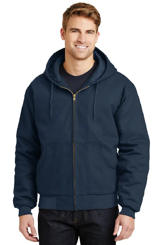 CornerStone Mens Duck Cloth Full Zip Hooded Jacket - Navy Blue