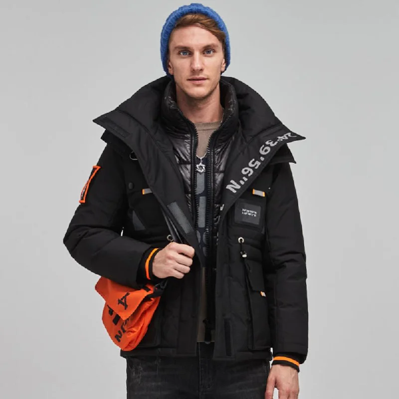 Men's Cyberpunk Style Down Jacket Tech Wear Black