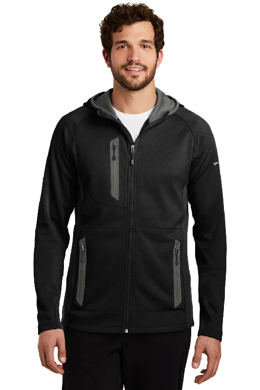 Eddie Bauer Mens Sport Pill Resistant Fleece Full Zip Hooded Jacket - Black