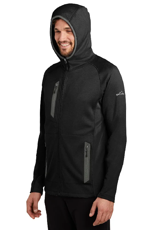 Eddie Bauer Mens Sport Pill Resistant Fleece Full Zip Hooded Jacket - Black