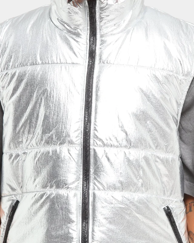 Loiter Spectrum Chrome Puffer Vest Silver