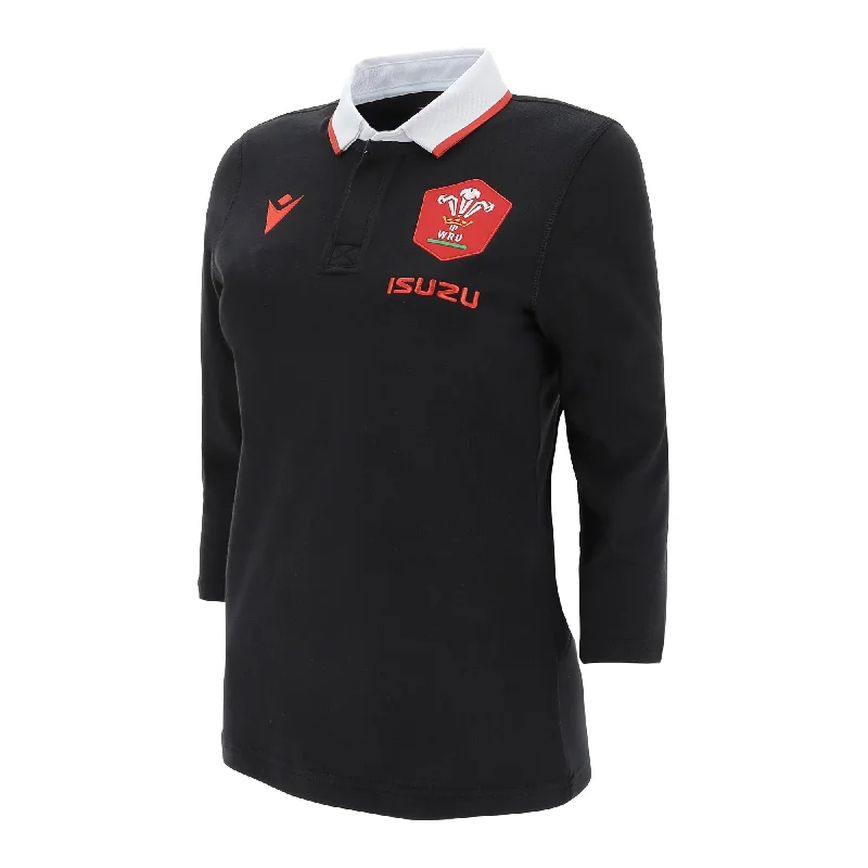 Macron Wales Official WRU 20 Alternate Cotton Womens Rugby 3/4 Sleeve Jersey