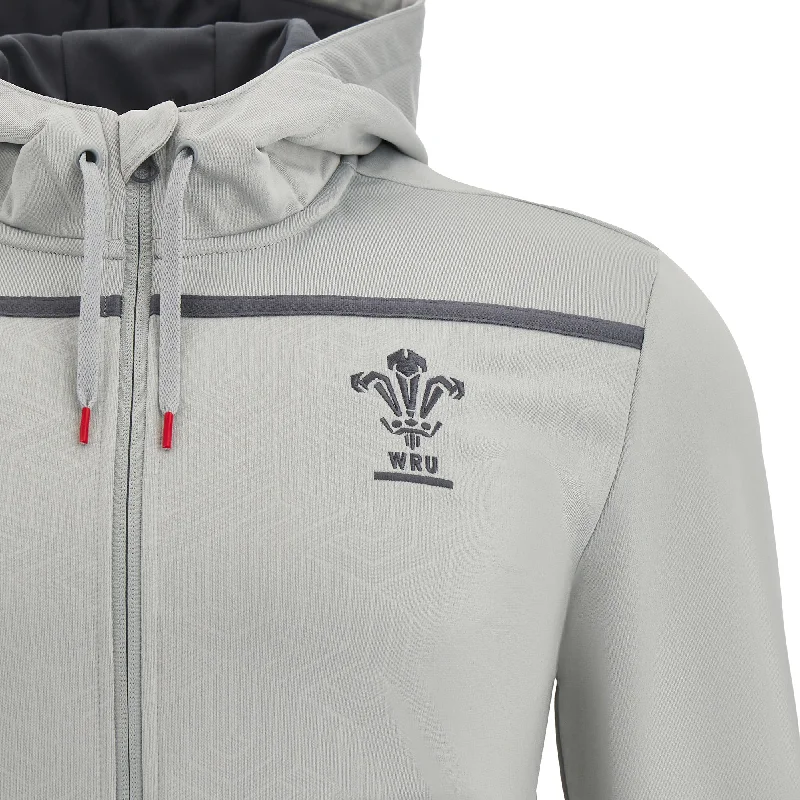 Macron Wales Official WRU 22/23 Mens Travel Hoody Full Zip Sweatshirt