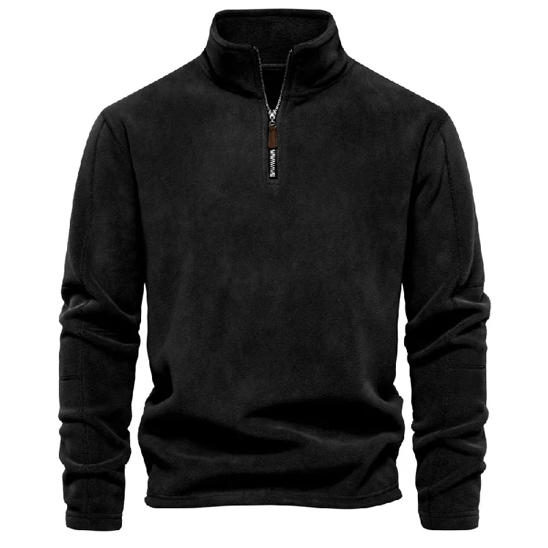 Men's Corduroy Stand Collar Quarter Zip Solid Sweatshirt