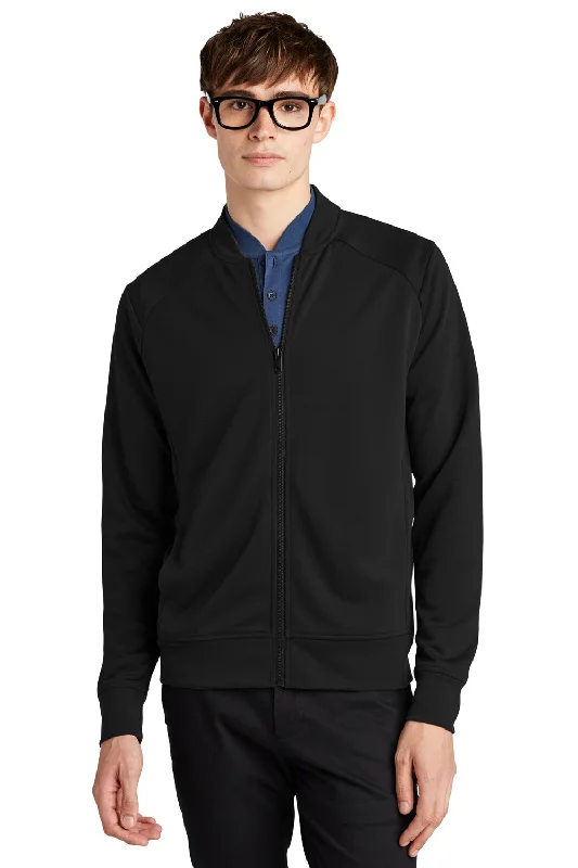 Mercer+Mettle Mens Double Knit Full Zip Bomber Jacket - Deep Black