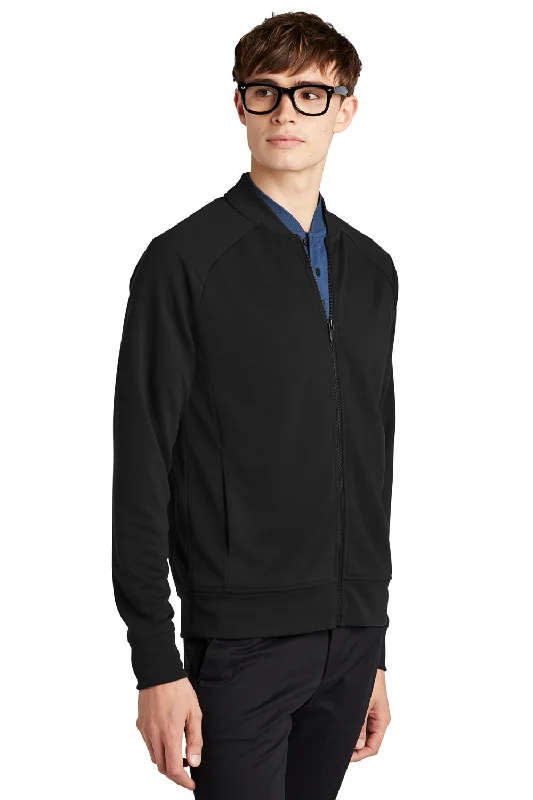 Mercer+Mettle Mens Double Knit Full Zip Bomber Jacket - Deep Black