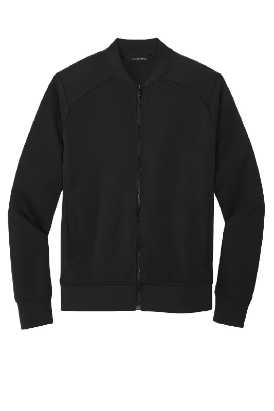 Mercer+Mettle Mens Double Knit Full Zip Bomber Jacket - Deep Black