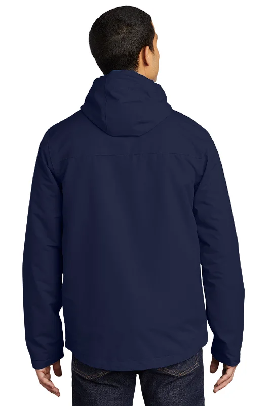 Port Authority Mens All Conditions Waterproof Full Zip Hooded Jacket - True Navy Blue