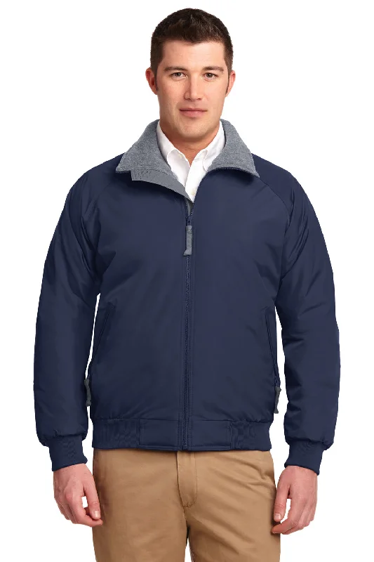 Port Authority Mens Challenger Wind & Water Resistant Full Zip Jacket - True Navy Blue/Heather Grey