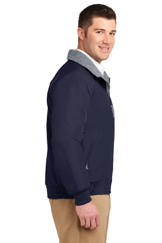 Port Authority Mens Challenger Wind & Water Resistant Full Zip Jacket - True Navy Blue/Heather Grey