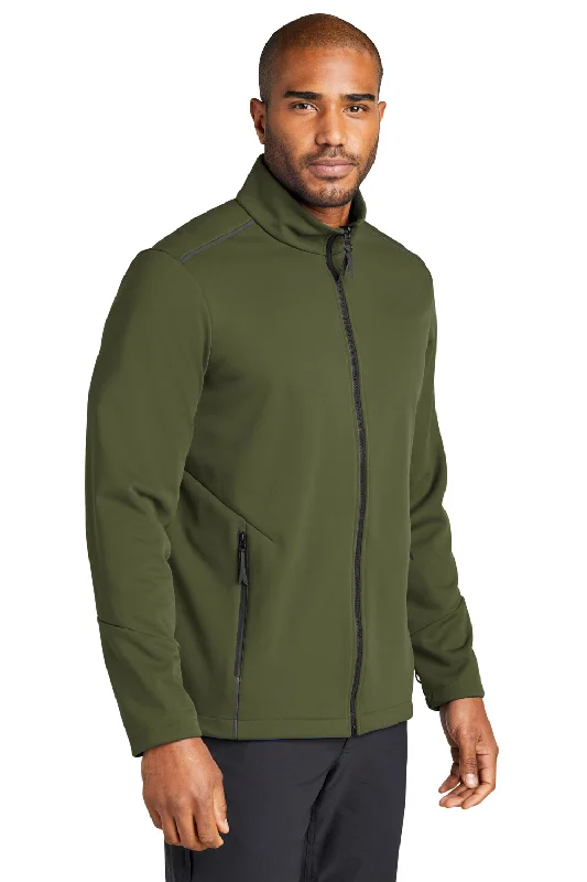 Port Authority Mens Collective Tech Waterproof Full Zip Soft Shell Jacket - Olive Green