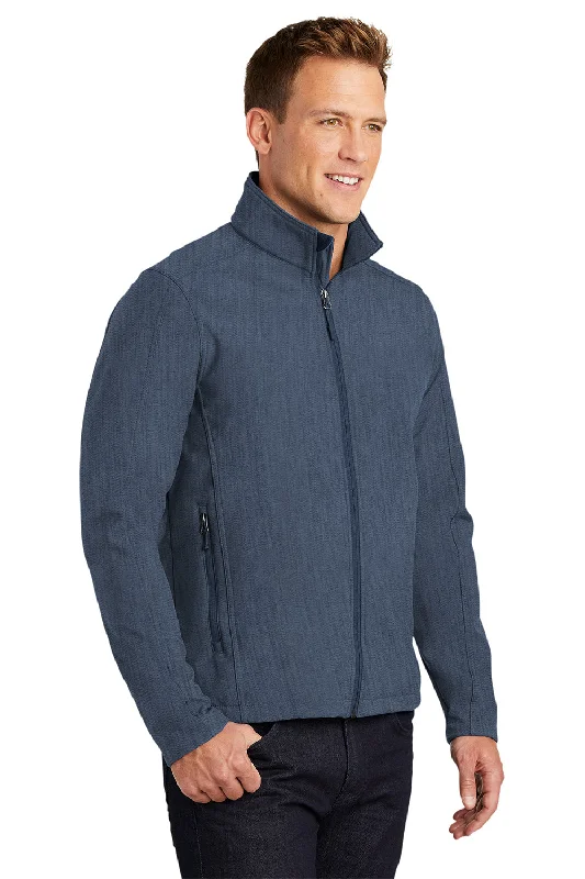 Port Authority Mens Core Wind & Water Resistant Full Zip Jacket - Heather Navy Blue