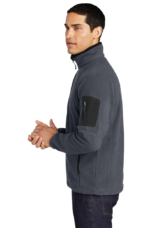 Port Authority Mens Full Zip Fleece Jacket - Battleship Grey/Black