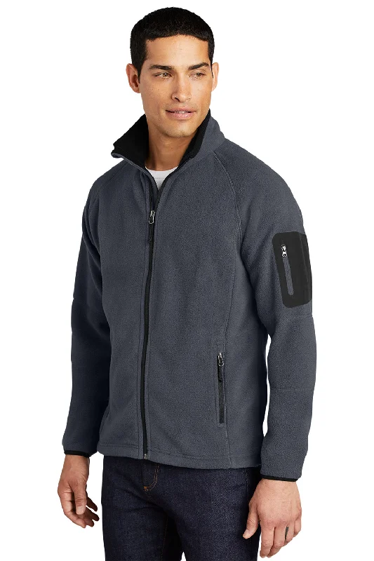 Port Authority Mens Full Zip Fleece Jacket - Battleship Grey/Black