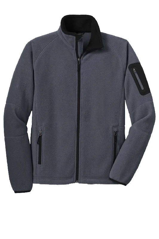 Port Authority Mens Full Zip Fleece Jacket - Battleship Grey/Black