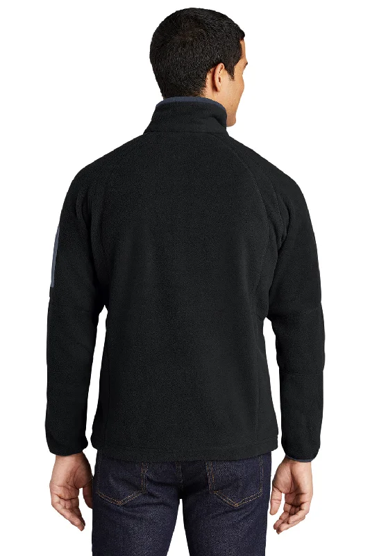 Port Authority Mens Full Zip Fleece Jacket - Black/Battleship Grey