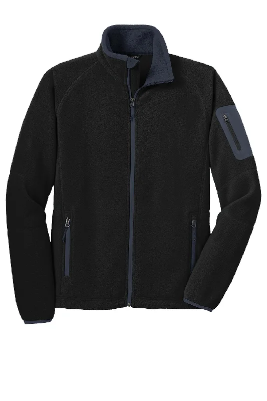 Port Authority Mens Full Zip Fleece Jacket - Black/Battleship Grey