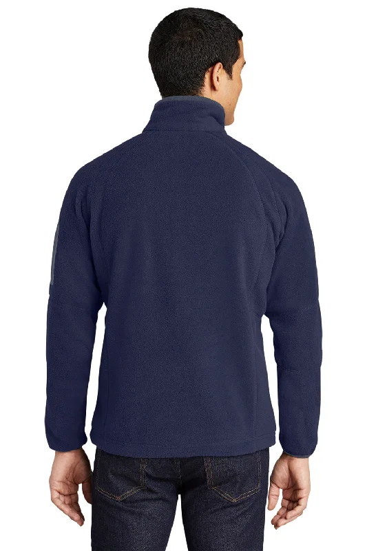 Port Authority Mens Full Zip Fleece Jacket - Navy Blue/Battleship Grey