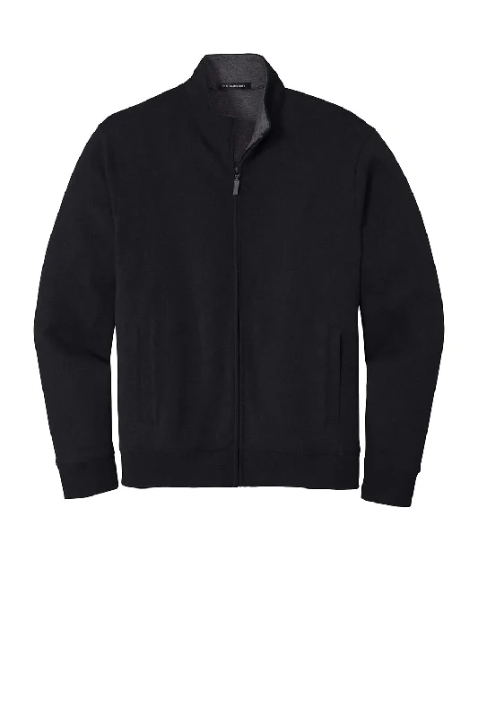 Port Authority Mens Interlock Full Zip Jacket - Deep Black/Heather Charcoal Grey