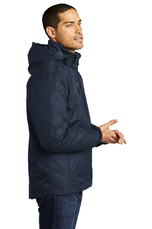 Port Authority Mens Vortex 3-in-1 Waterproof Full Zip Hooded Jacket - River Navy Blue