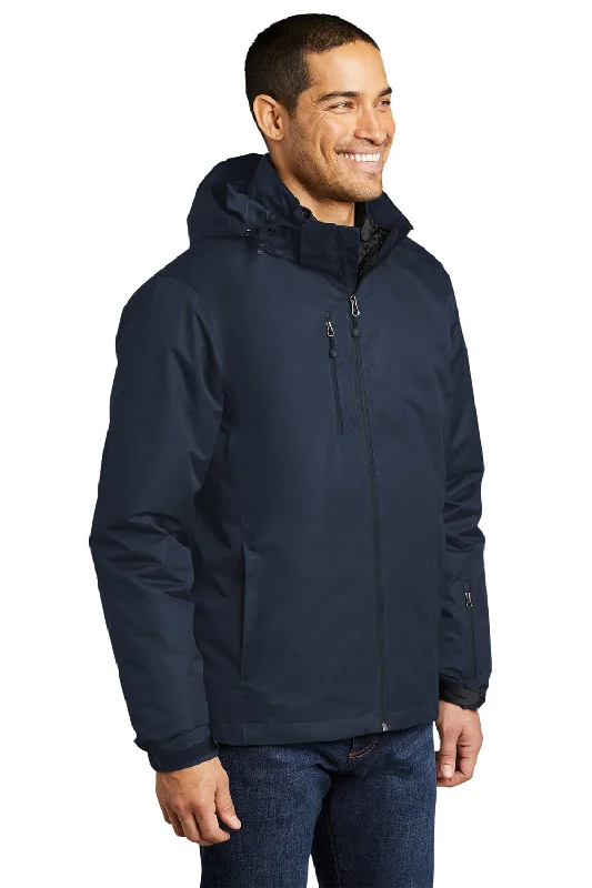 Port Authority Mens Vortex 3-in-1 Waterproof Full Zip Hooded Jacket - River Navy Blue