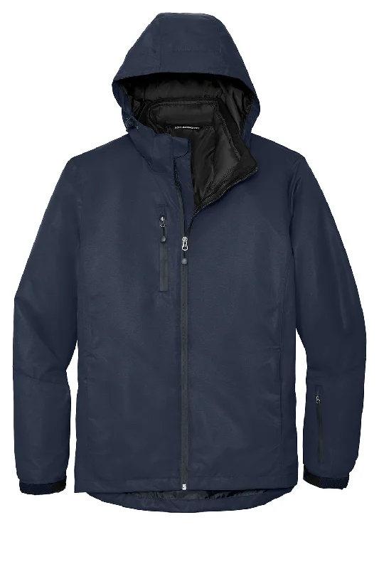 Port Authority Mens Vortex 3-in-1 Waterproof Full Zip Hooded Jacket - River Navy Blue