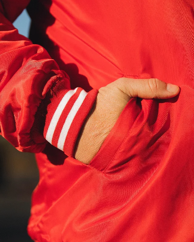 Red Pastime Nylon Varsity Jacket