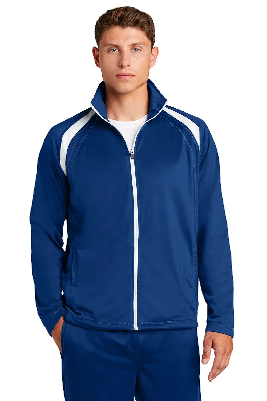 Sport-Tek Mens Full Zip Track Jacket - True Royal Blue/White