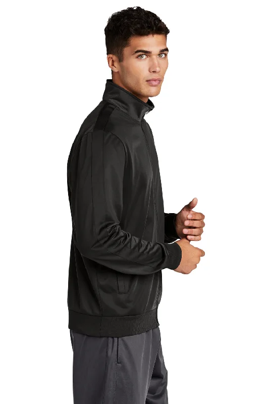 Sport-Tek Mens Full Zip Track Jacket - Black