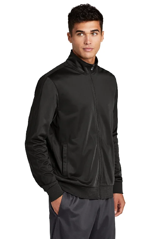 Sport-Tek Mens Full Zip Track Jacket - Black