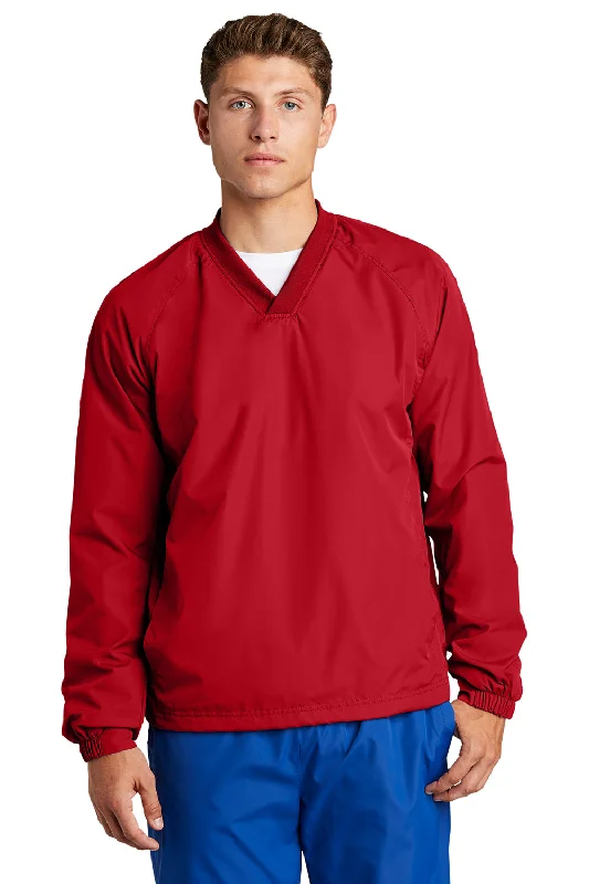 Sport-Tek Mens V-Neck Wind Jacket - True Red