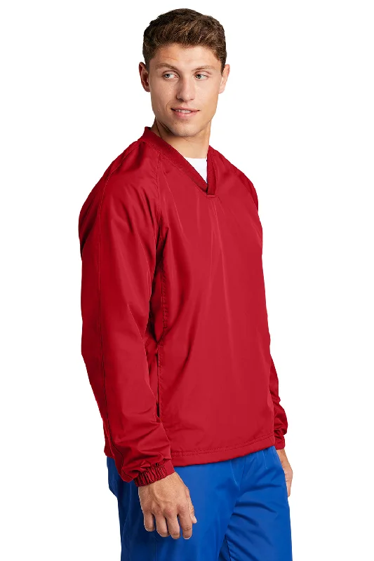 Sport-Tek Mens V-Neck Wind Jacket - True Red