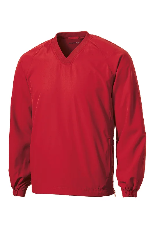 Sport-Tek Mens V-Neck Wind Jacket - True Red