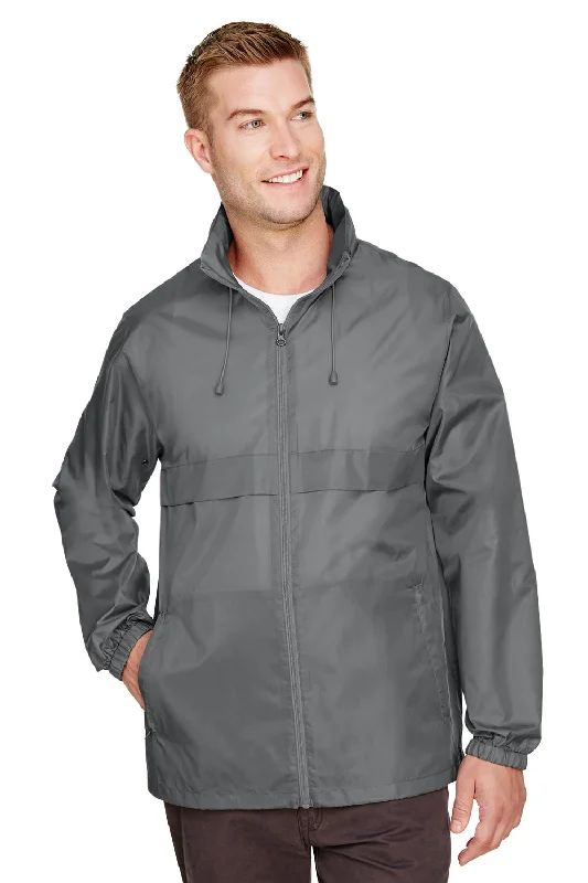 Team 365 Mens Zone Protect Water Resistant Full Zip Hooded Jacket - Graphite Grey