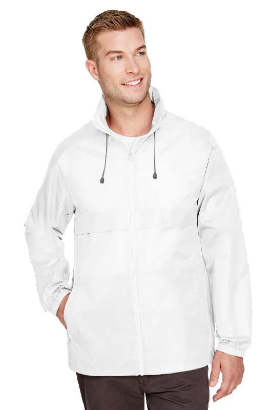 Team 365 Mens Zone Protect Water Resistant Full Zip Hooded Jacket - White