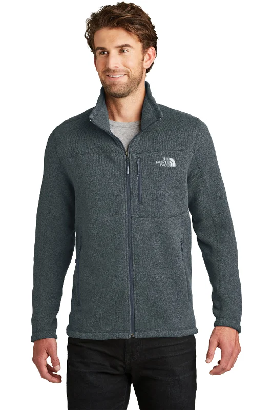 The North Face Mens Full Zip Sweater Fleece Jacket - Heather Urban Navy Blue