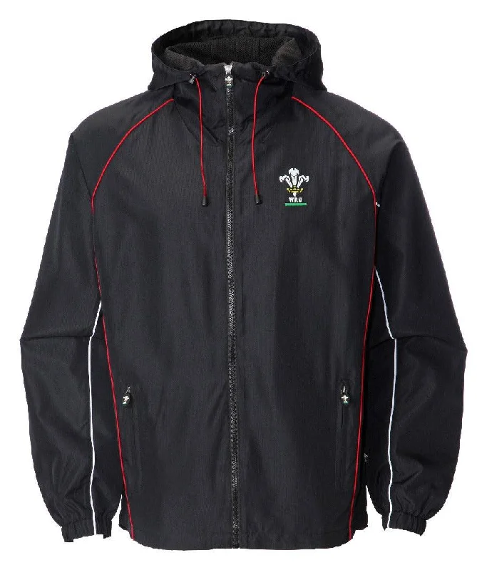 Official WRU Kids Wales Black Waterproof Jacket