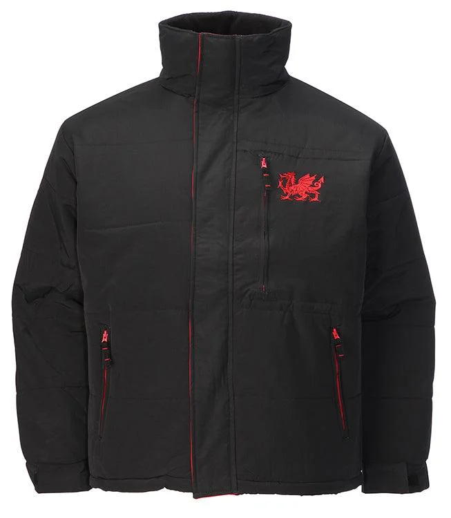 Wales Cymru Kids Black Puffer Jacket