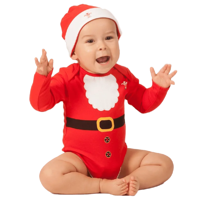 WRU Wales Baby Christmas Santa Body and Hat Set