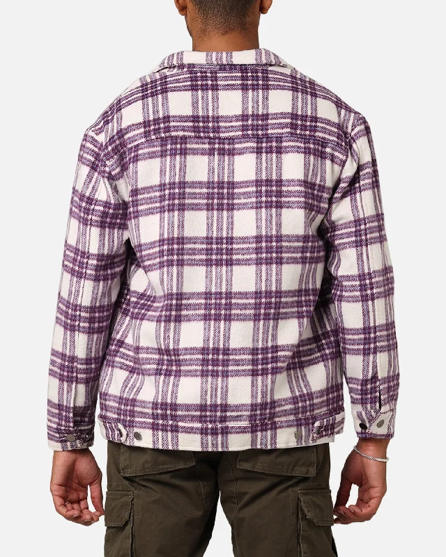 XXIII Darby Plaid Shacket Purple/White