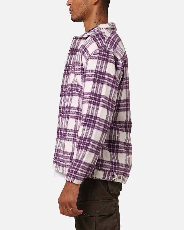 XXIII Darby Plaid Shacket Purple/White