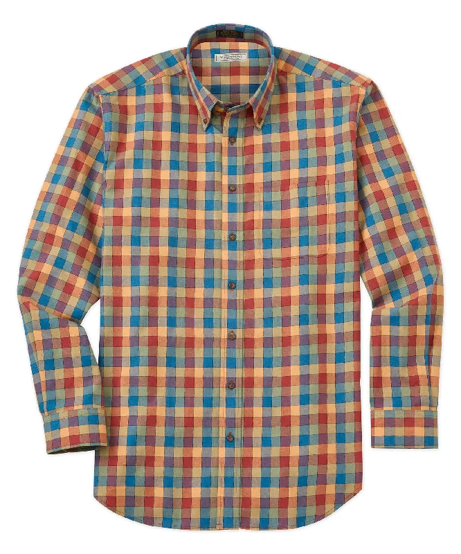 Cotton-Wool Box Plaid Long Sleeve Sport Shirt