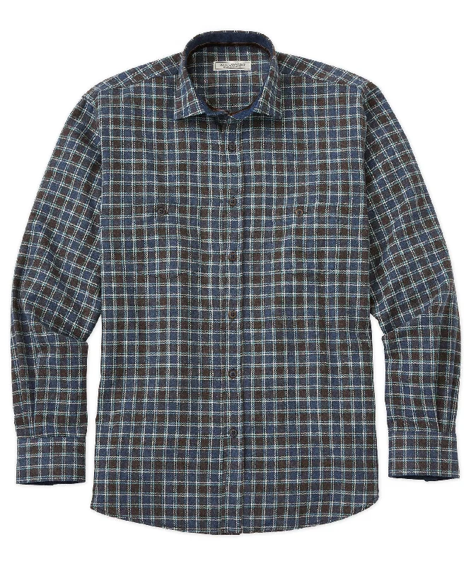 Cotton-Nylon Check Long Sleeve Sport Shirt