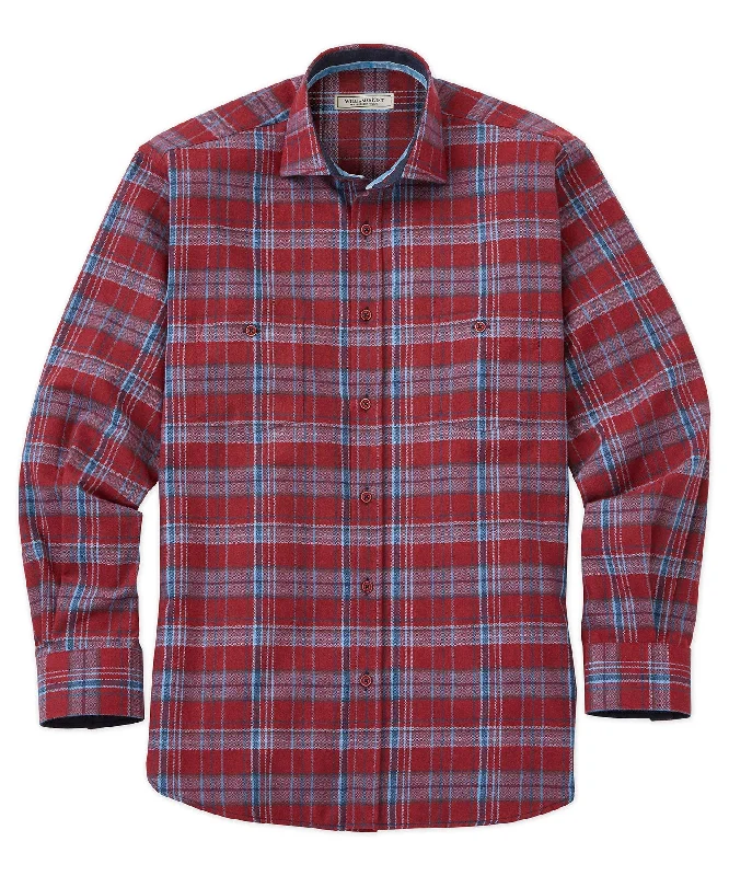 Cotton-Nylon Large Plaid Long Sleeve Sport Shirt