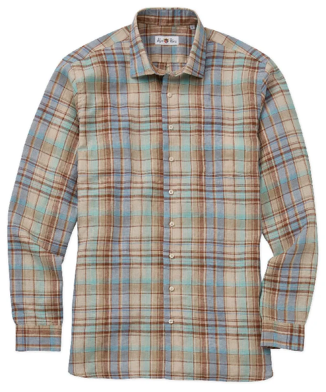 Alan Paine of England Linen Plaid Sport Shirt