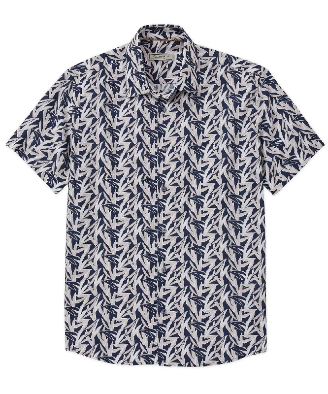 Bamboo Leaf Print Camp Shirt