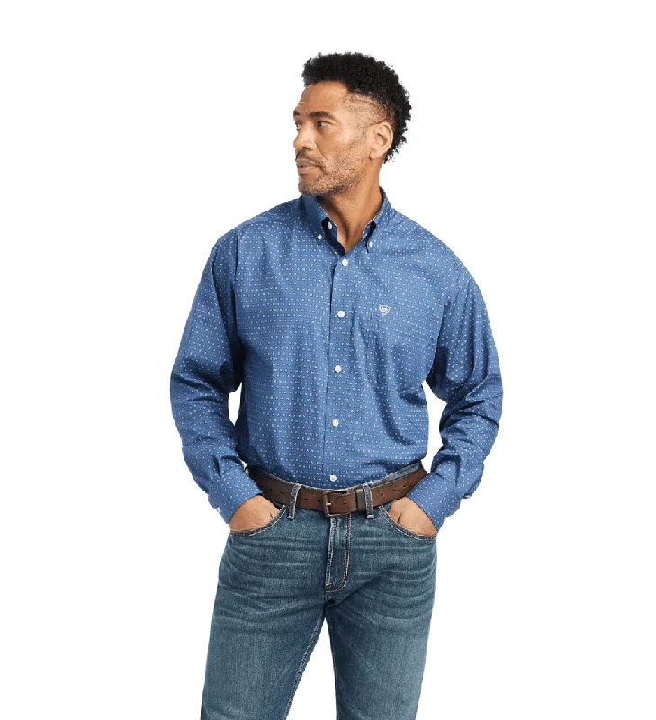 Ariat Men's Wrinkle Free Eaden Classic Fit Long Sleeve Western Shirt True Navy 10042352